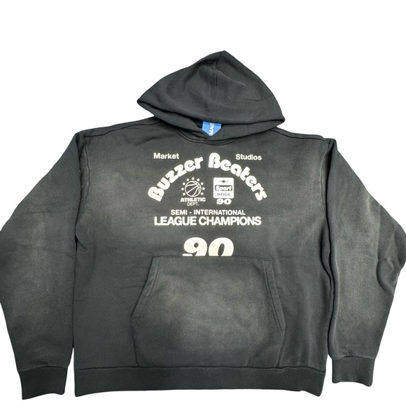 Market Studios Buzzer Beaters 90s Distressed Heavyweight Hoodie Medium New w Tag
